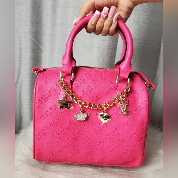 JUICY COUTURE pink flash not your babe satchel crossbody bag - Picture 3 of 8